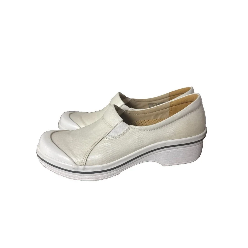 Dansko Womens 39 White Slip On Platform Clogs Chunky Comfort Shoes